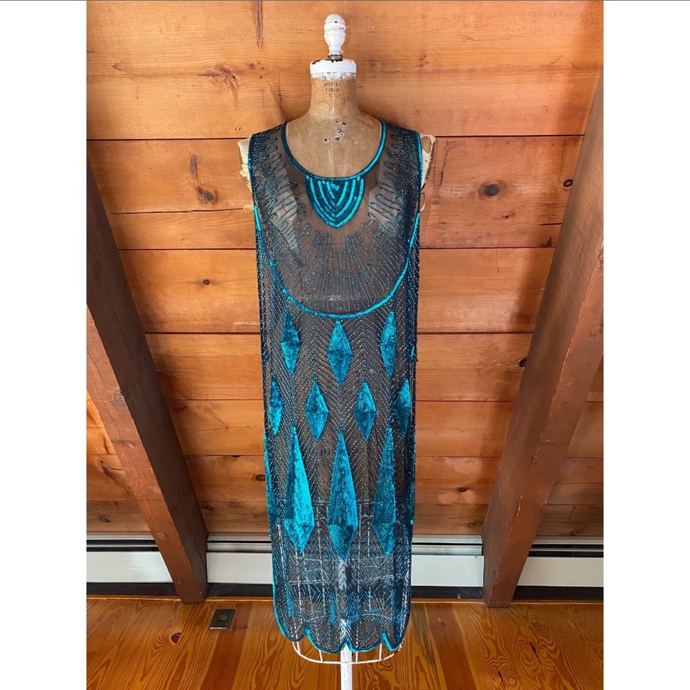 1920s style beaded deco flapper dress